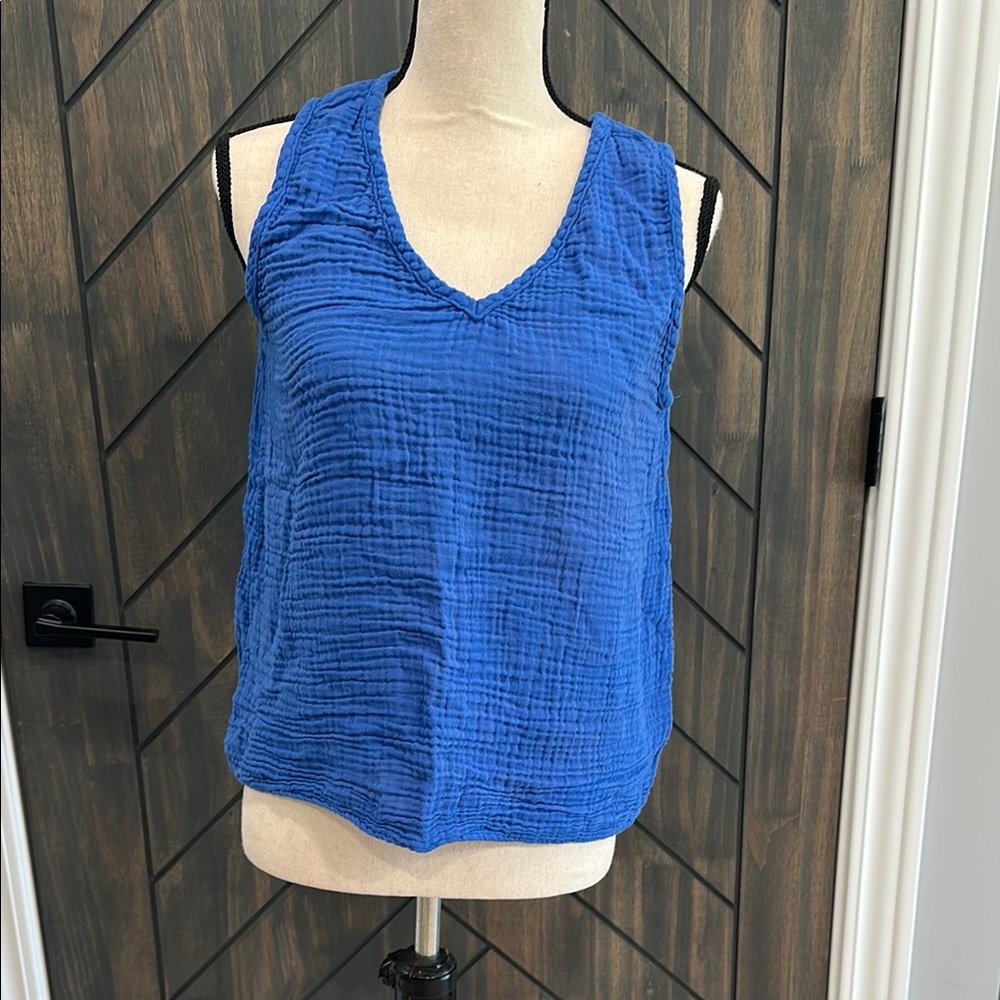 Michael Stars Royal Blue Gauze Textured Tank Top